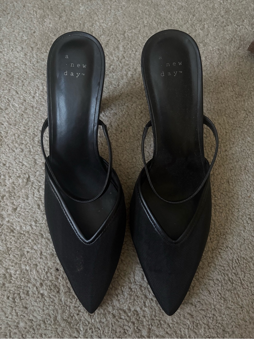 a new day Black Pointed Toe Slingback Mules